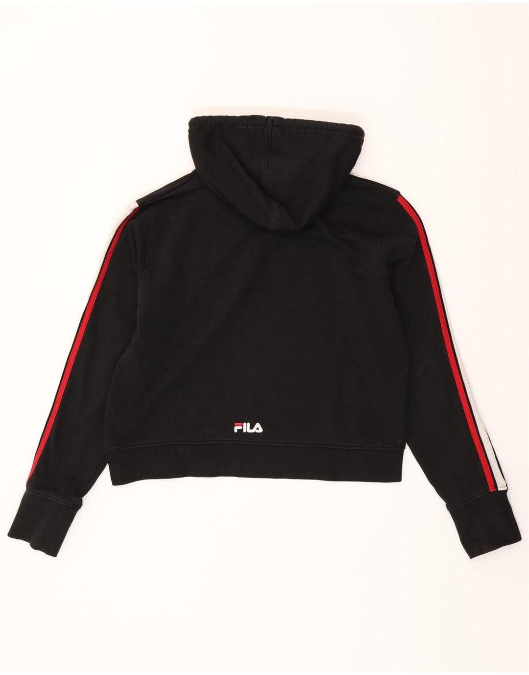 FILA Suéter feminino com capuz e gráfico cropped UK 18 XL preto colorblock algodão