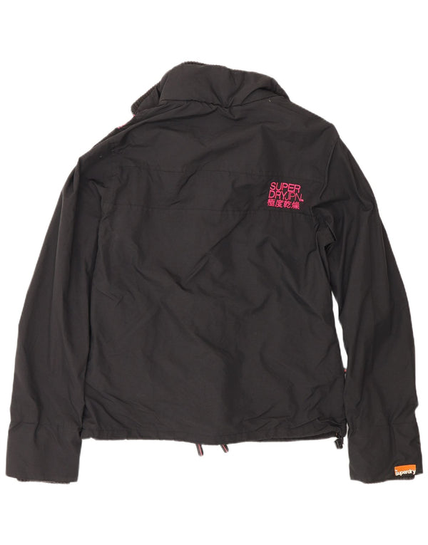 Jaqueta corta-vento feminina Superdry Regular Fit UK 16 grande nylon preto