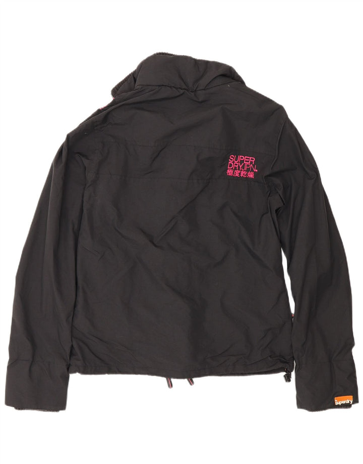 Jaqueta corta-vento feminina Superdry Regular Fit UK 16 grande nylon preto