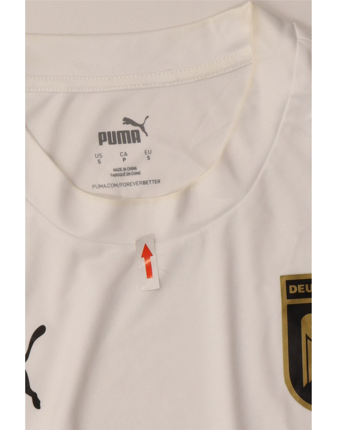Puma Camiseta Masculina Deutshland Graphic Top Pequeno Poliéster Listrado Branco