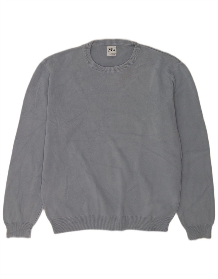 Zara Suéter masculino com gola redonda XL algodão cinza
