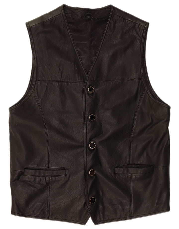 Colete de couro masculino VINTAGE IT 50 médio preto