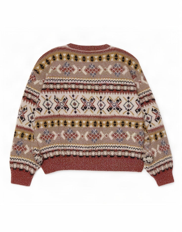 Suéter feminino C&A com gola redonda UK 14 médio multicolorido Fair Isle
