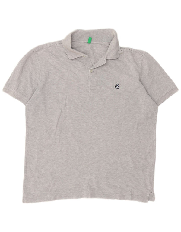 Camisa polo masculina Benetton cinza médio manchado