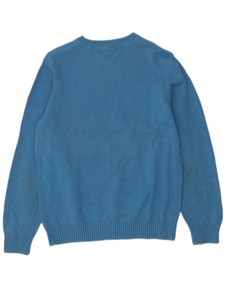 Suéter masculino Tommy Hilfiger com gola redonda e algodão azul médio