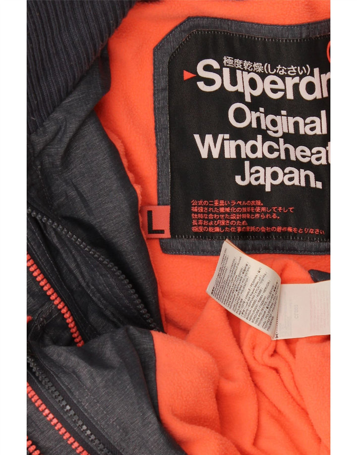 Jaqueta corta-vento feminina Superdry com capuz e blusão UK 16 grande cinza