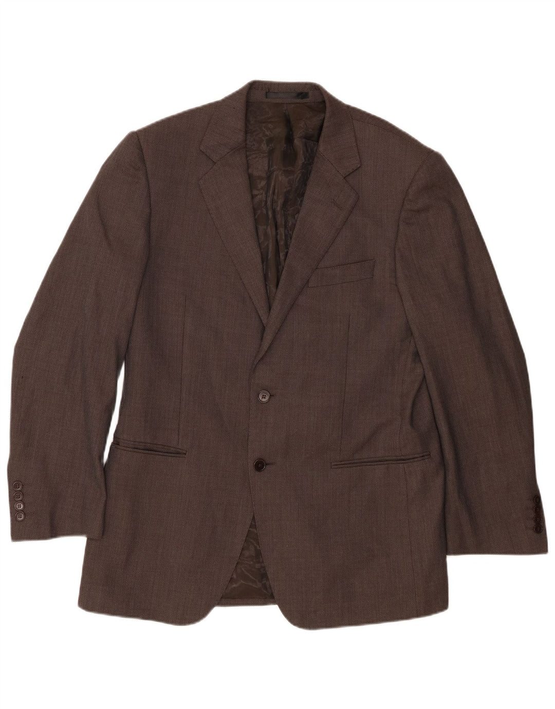 Jaqueta blazer masculina de 2 botões Marks & Spencer Reino Unido 40 lã manchada marrom médio