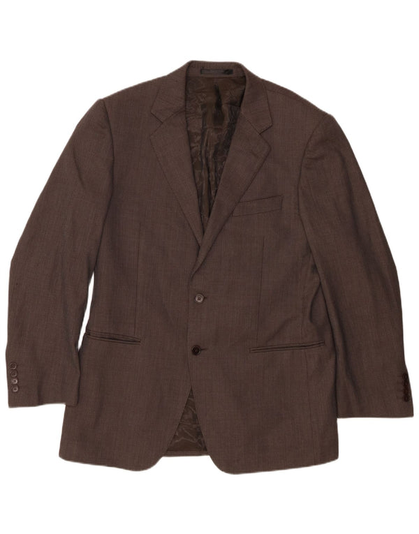 Jaqueta blazer masculina de 2 botões Marks & Spencer Reino Unido 40 lã manchada marrom médio
