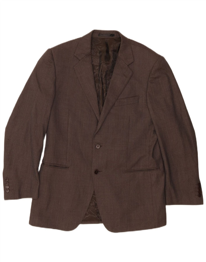 Jaqueta blazer masculina de 2 botões Marks & Spencer Reino Unido 40 lã manchada marrom médio