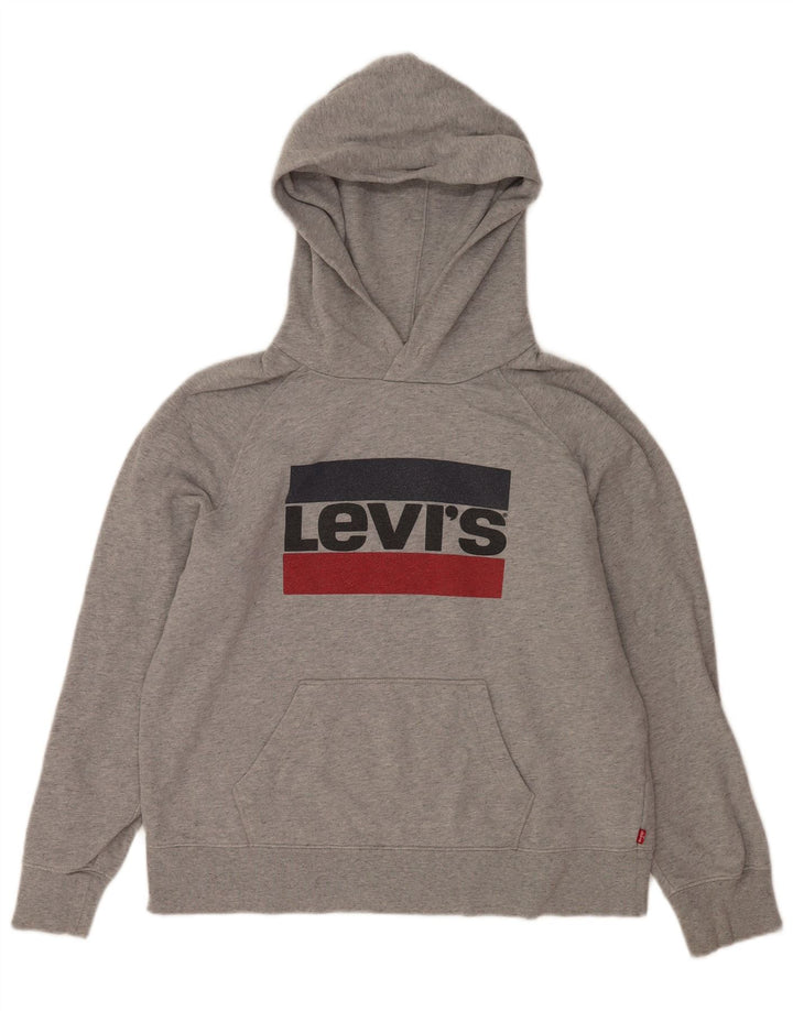 Suéter com capuz gráfico masculino Levi's médio cinza algodão