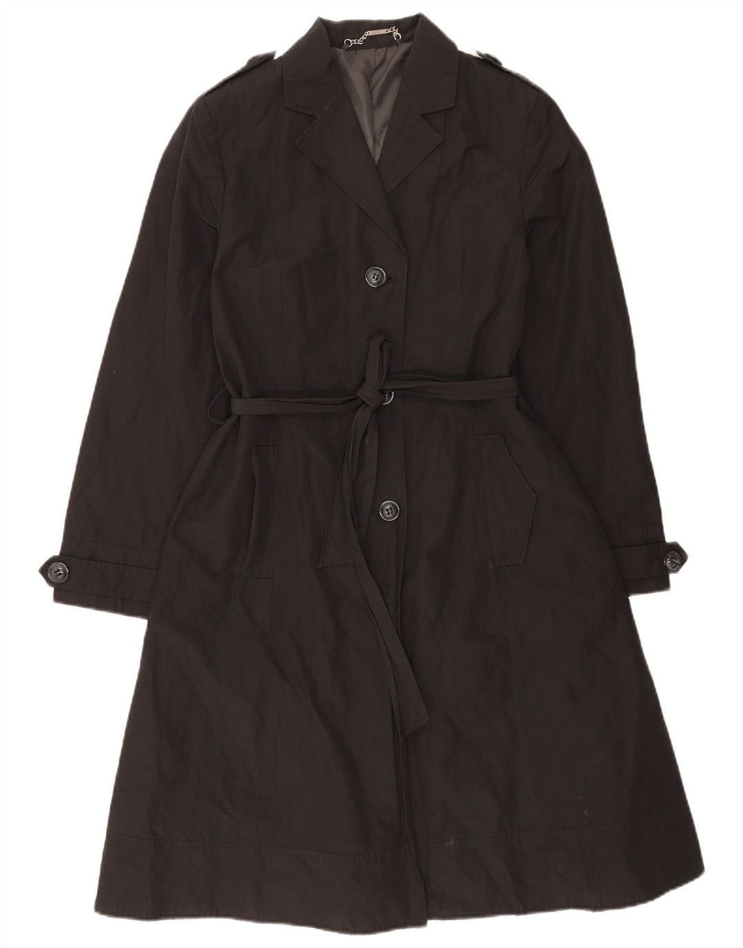 Casaco impermeável feminino Laura Ashley Reino Unido 14 algodão preto médio