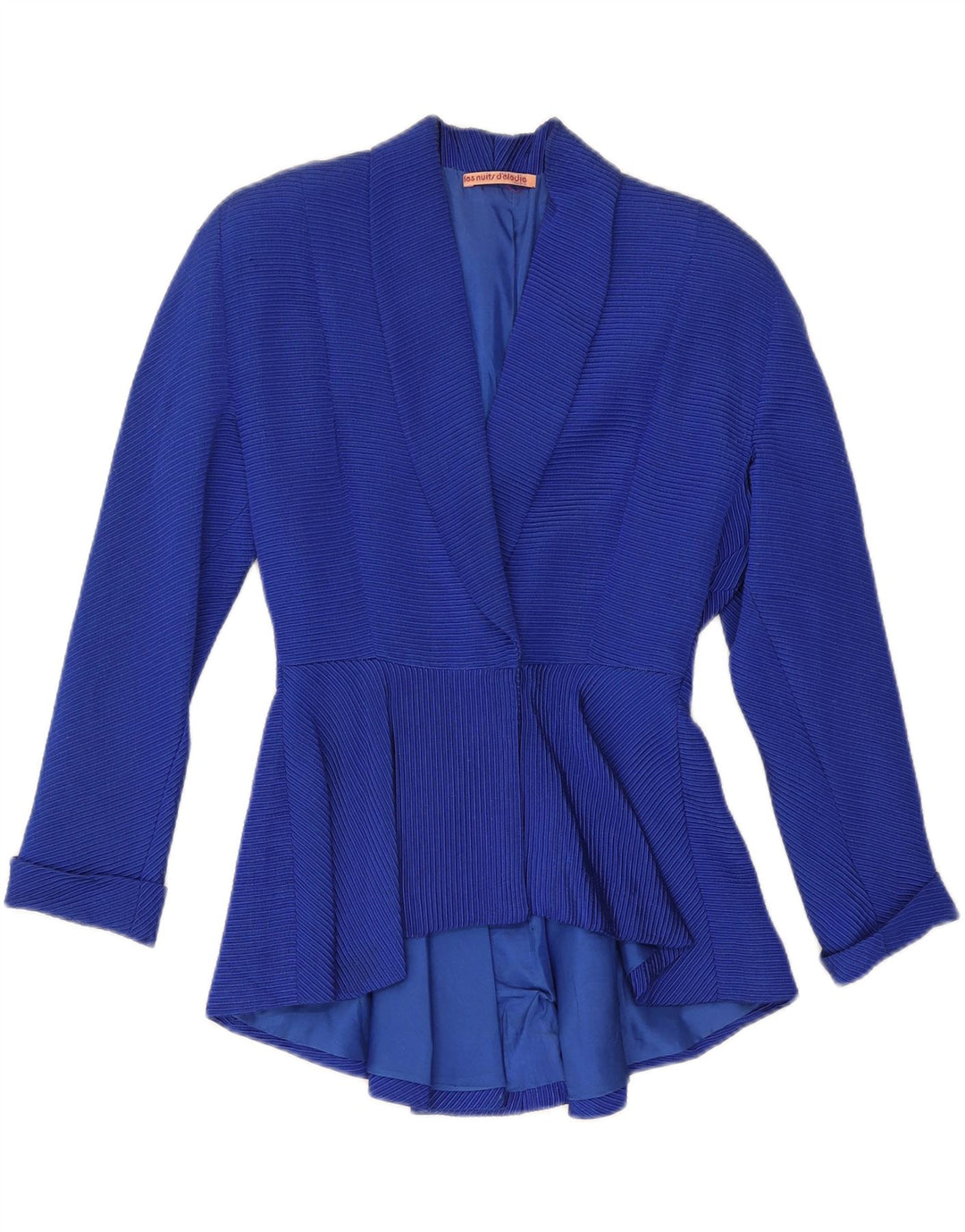 Jaqueta blazer feminina VINTAGE Reino Unido 12 algodão listrado azul médio
