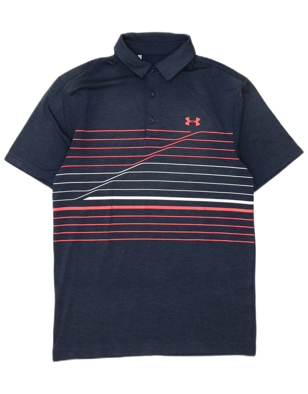 Camisa polo masculina Under Armour pequena listrada azul marinho