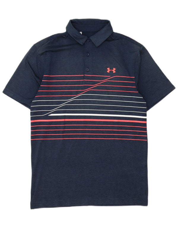 Camisa polo masculina Under Armour pequena listrada azul marinho