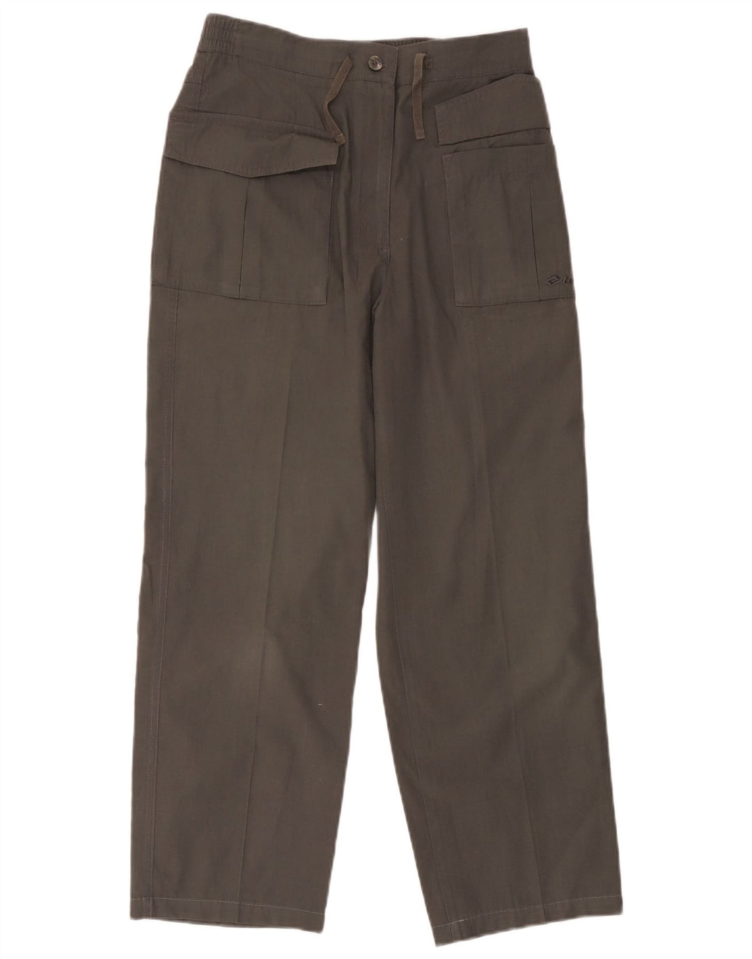 Calças cortadas femininas Lotto UK 12 médio W30 L25 poliéster cinza
