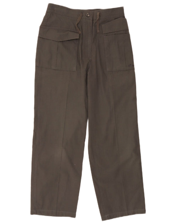 Calças cortadas femininas Lotto UK 12 médio W30 L25 poliéster cinza