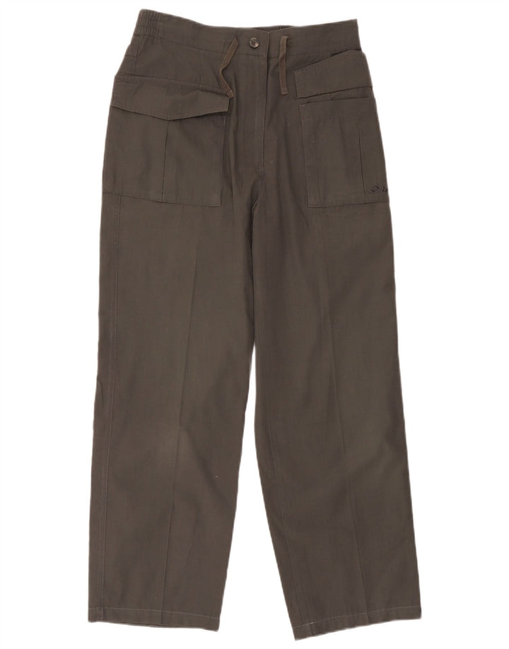 Calças cortadas femininas Lotto UK 12 médio W30 L25 poliéster cinza
