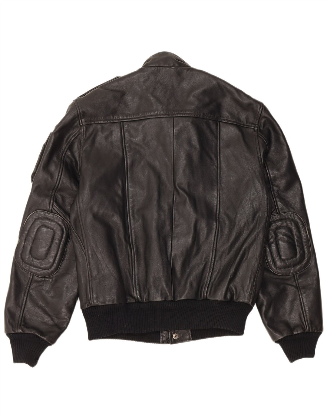 Jaqueta militar de couro masculina vintage Reino Unido 38 couro preto médio