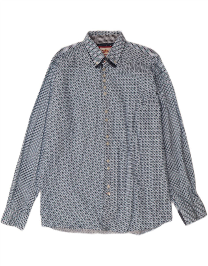 Camisa masculina JOE BROWNS grande algodão geométrico azul