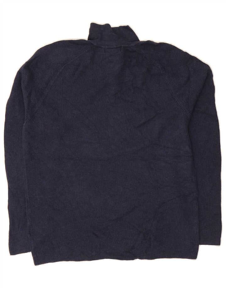 EDDIE BAUER Mens Polo Neck Jumper Sweater Medium Navy Blue Cotton Vintage Eddie Bauer and Second-Hand Eddie Bauer from Messina Hembry 