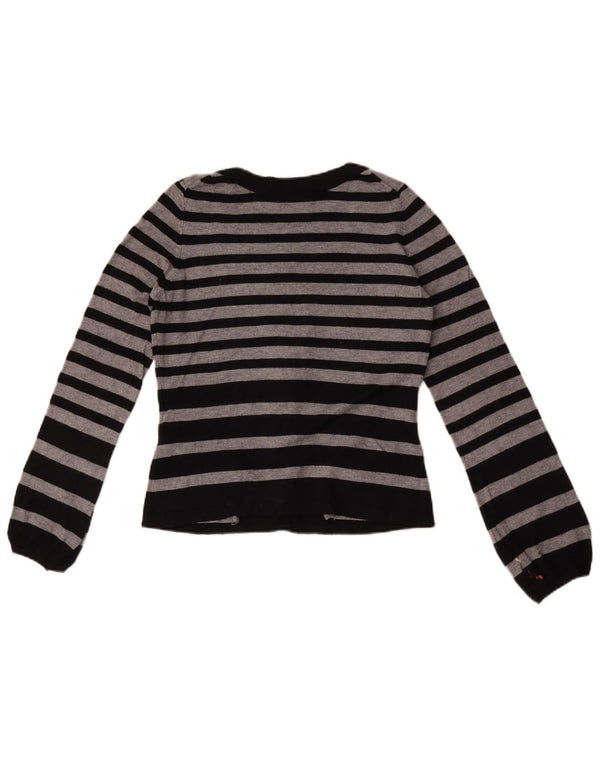 Suéter cardigã feminino Marks & Spencer Reino Unido 8 listrado cinza pequeno
