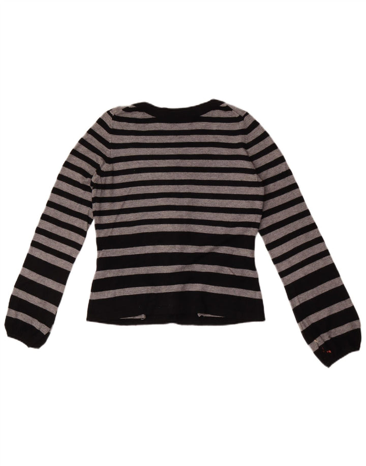 Suéter cardigã feminino Marks & Spencer Reino Unido 8 listrado cinza pequeno