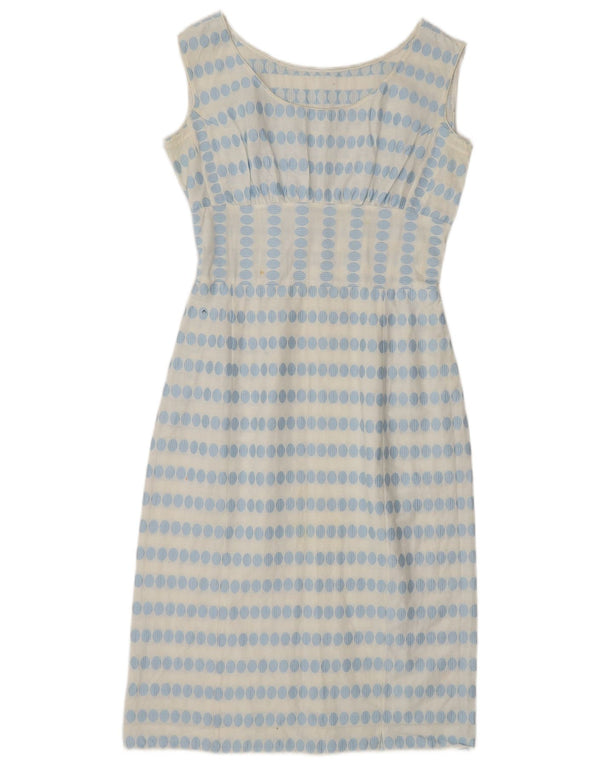 Vestido feminino vintage sem mangas com bainha UK 10 bolinhas brancas pequenas