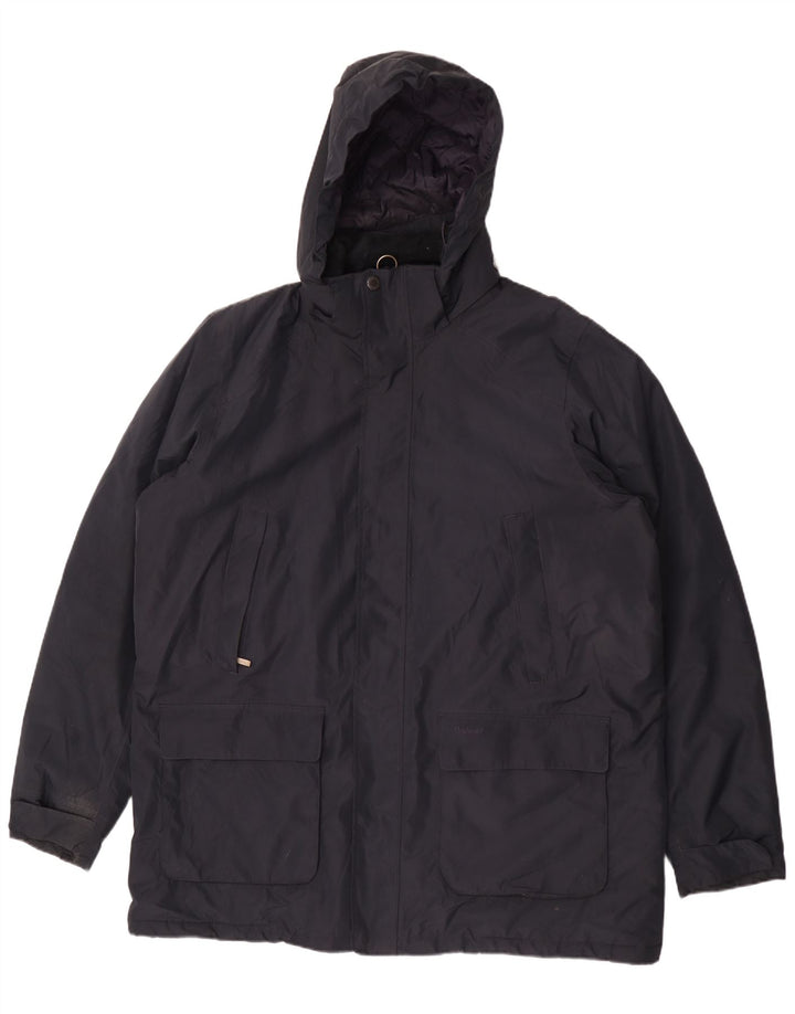Casaco corta-vento masculino Barbour com capuz UK 44 2XL poliéster azul marinho