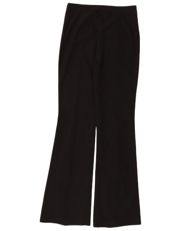 Zara Calça feminina casual cintura alta flare médio W28 L33 algodão preto