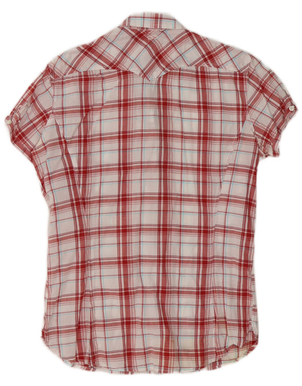 Camisa feminina de manga curta Levi's UK 16 grande xadrez vermelho