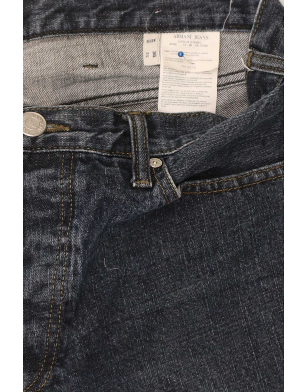 Calça jeans reta masculina Armani W36 L31 algodão azul marinho