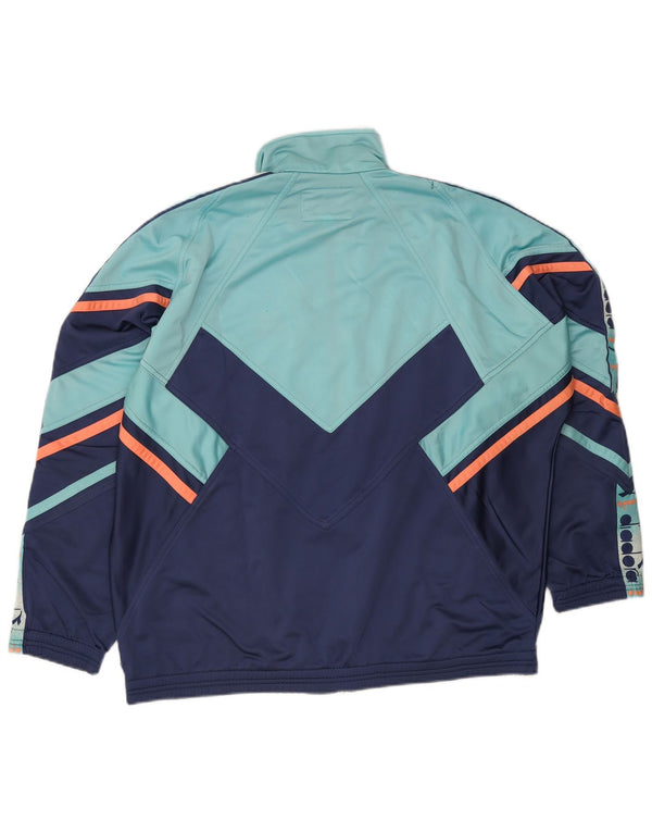 Diadora Mens Graphic Tracksuit Top Jacket UK 48 2XL Azul Colourblock