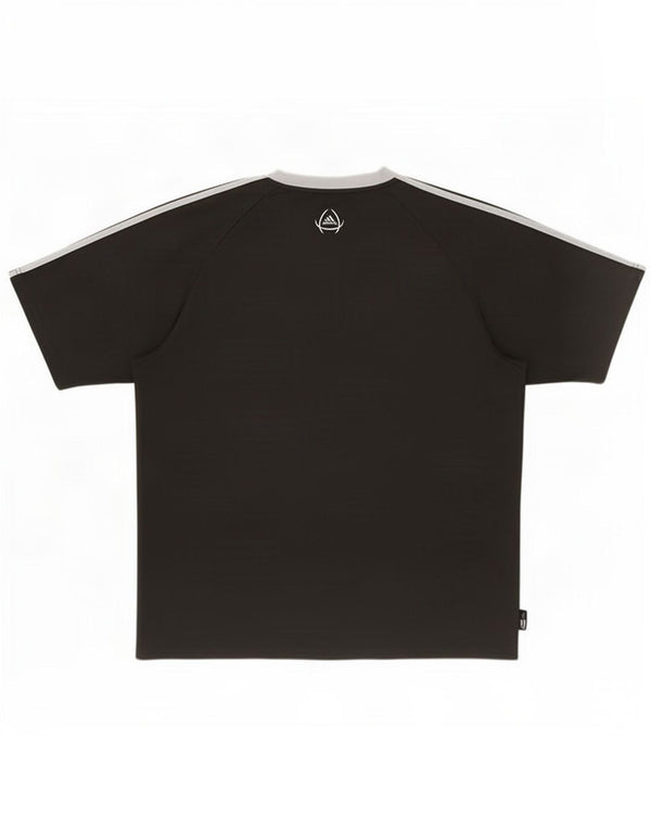 Adidas Mens Climalite Camiseta Top Grande Preto Colorblock Poliéster
