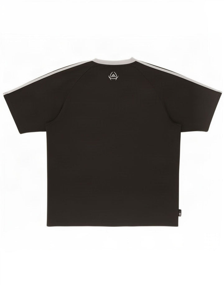 Adidas Mens Climalite Camiseta Top Grande Preto Colorblock Poliéster