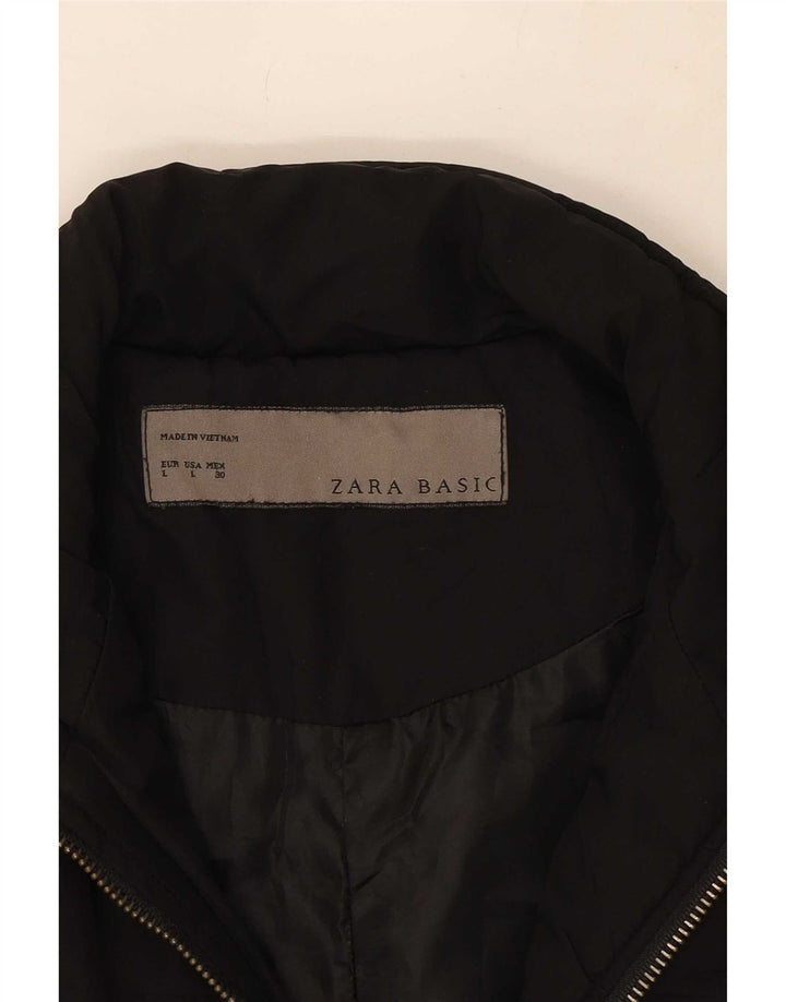Jaqueta utilitária feminina Zara UK 14 grande poliéster preto