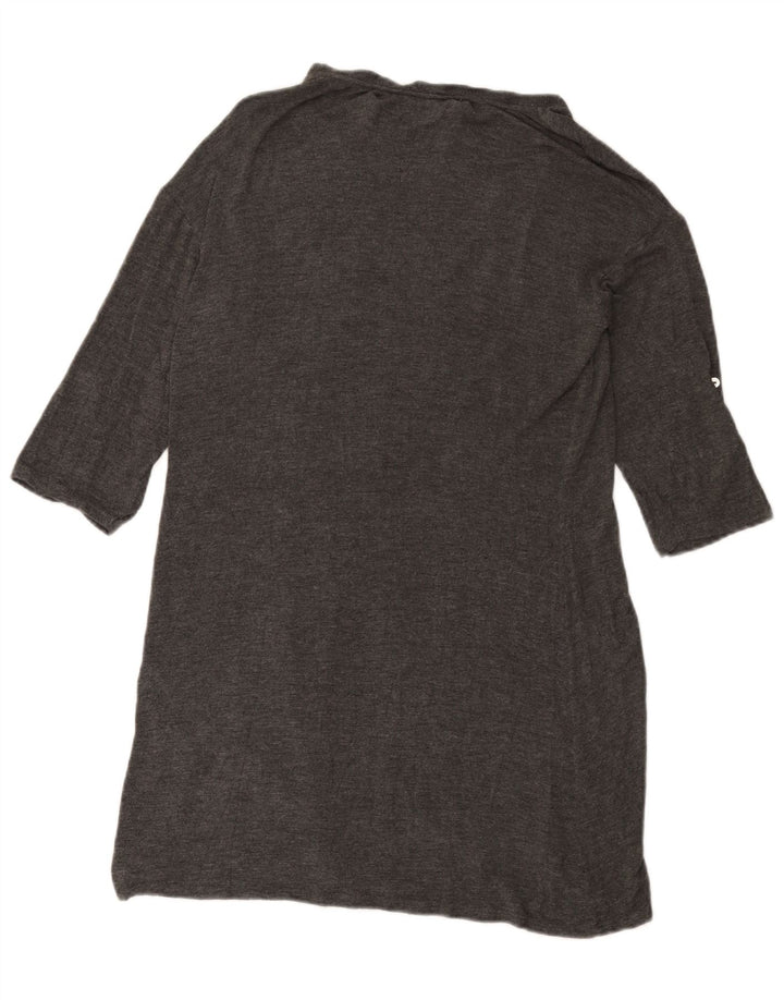 Vestido básico feminino Zara manga 3/4 Reino Unido 14 grande viscose cinza