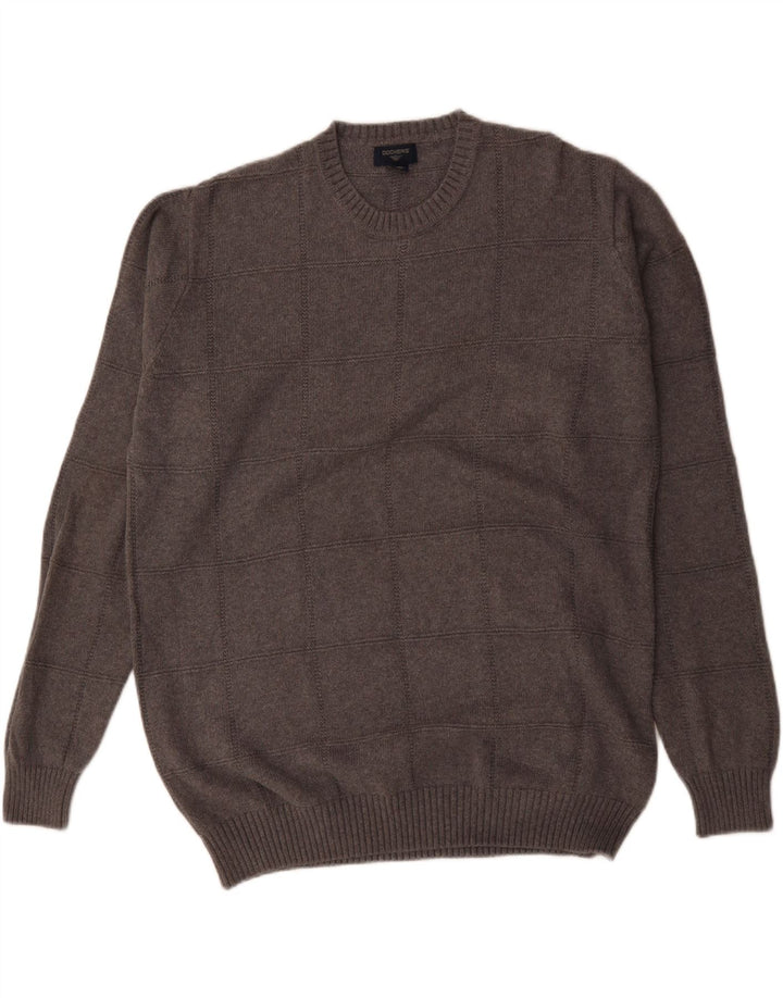 Suéter masculino Dockers com gola alta e gola alta, algodão xadrez cinza grande