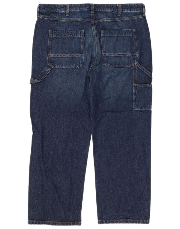Calça jeans masculina cargo solta Marks & Spencer W38 L29 algodão azul marinho