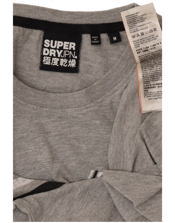 Camiseta masculina SUPERDRY com estampa gráfica cinza médio algodão