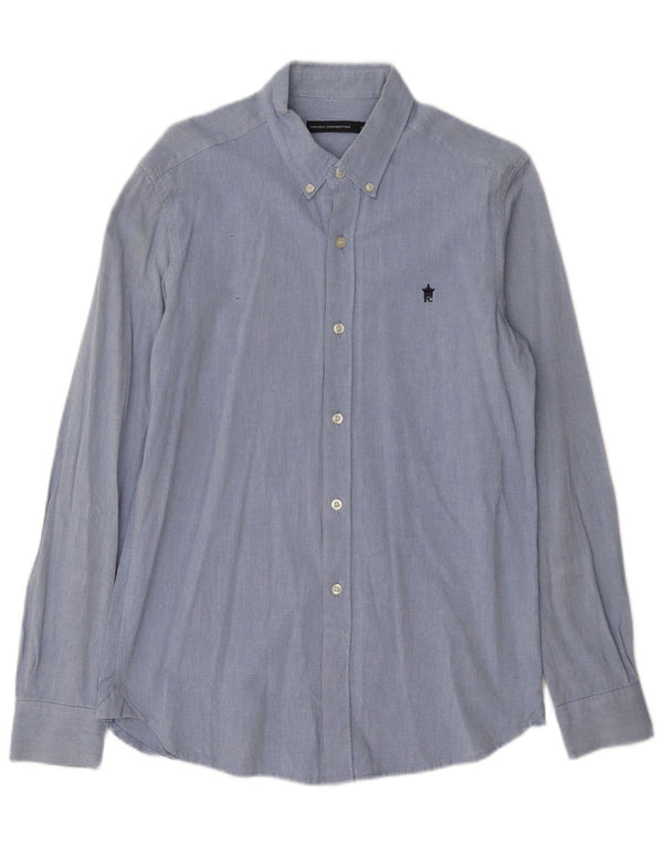Camisa masculina French Connection pequena azul algodão