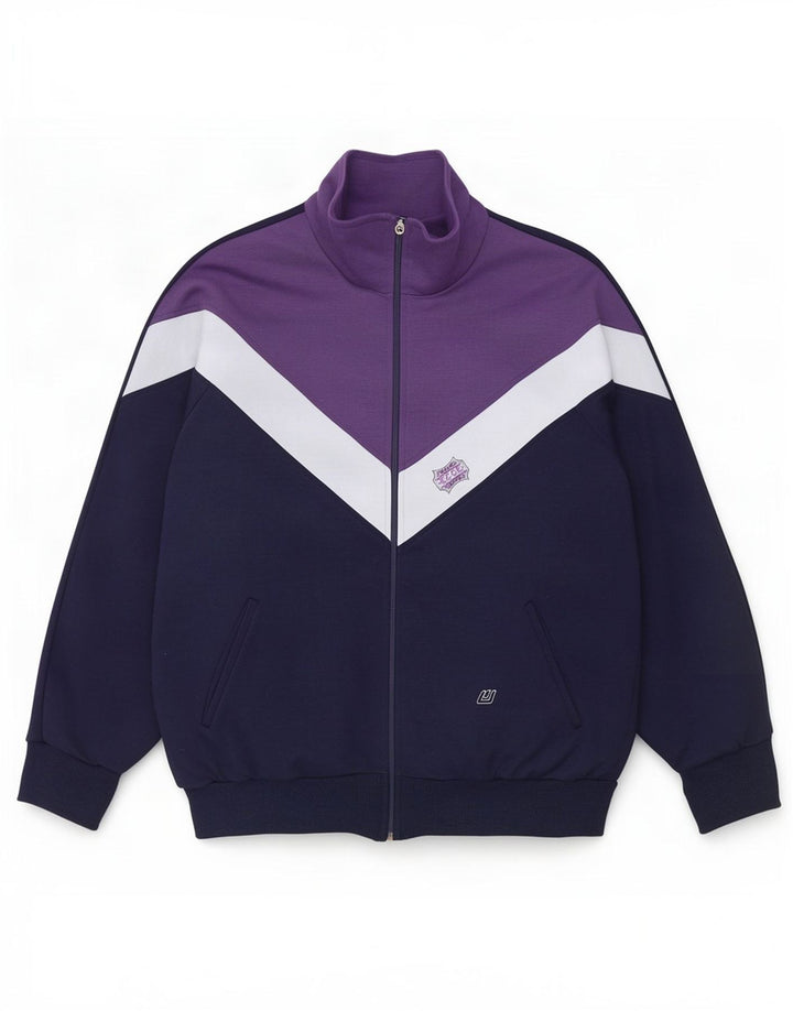 Jaqueta masculina de agasalho Wagner Moden grande bloco colorido azul marinho