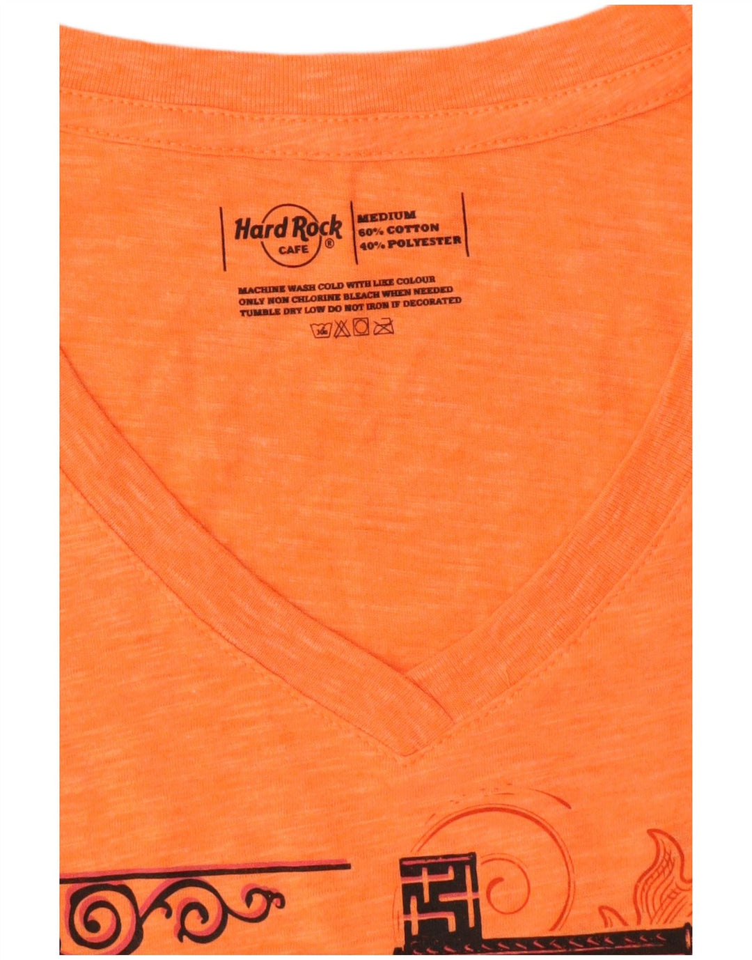 Camiseta feminina HARD ROCK CAFE Singapura com estampa gráfica Reino Unido 14 médio laranja