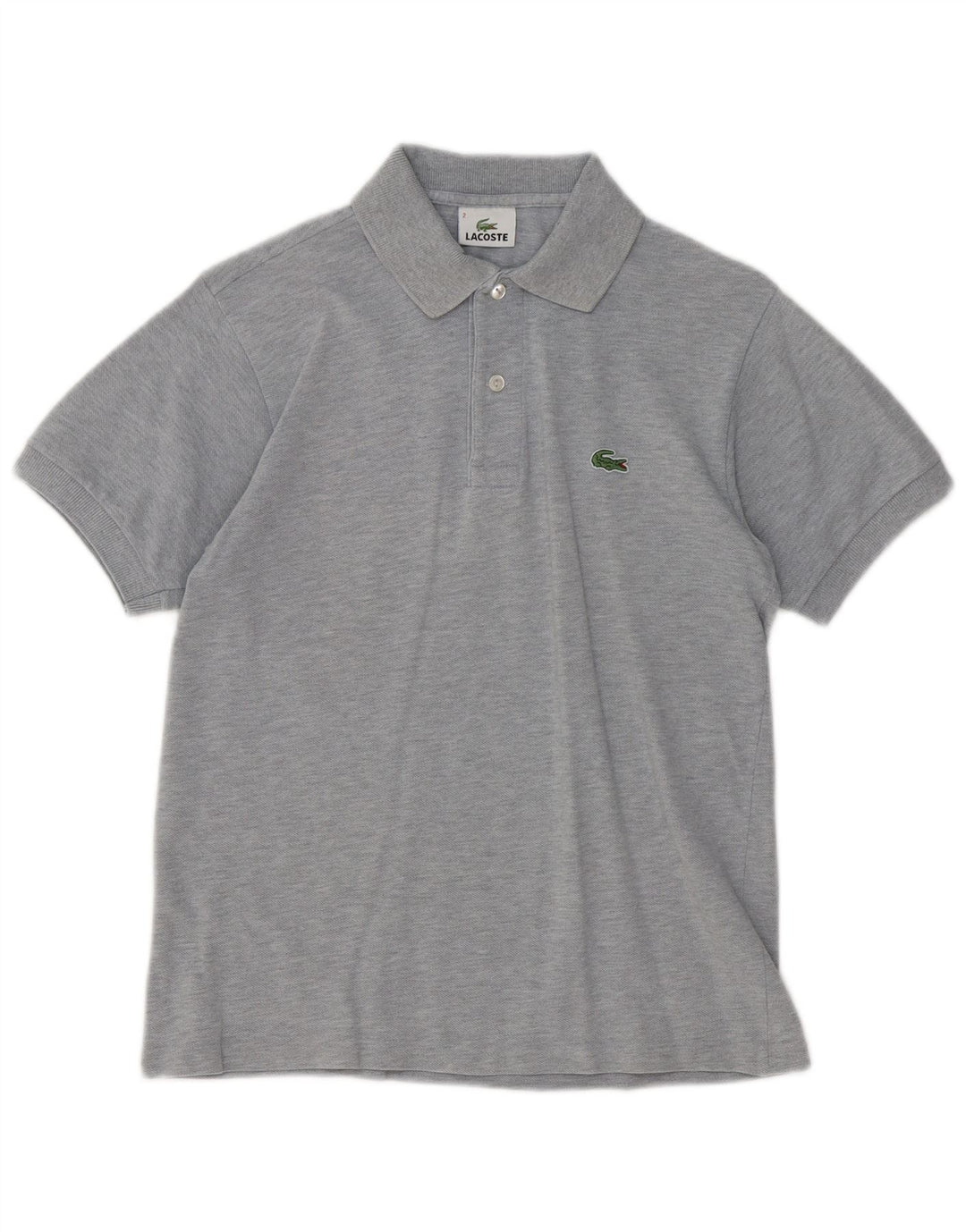 Camisa polo masculina LACOSTE tamanho 2 XS algodão manchado cinza
