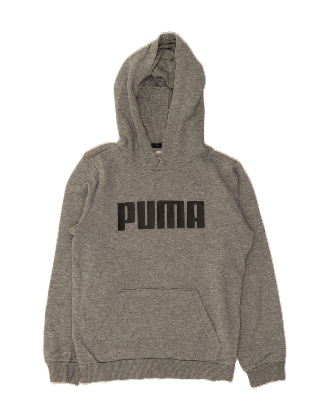 PUMA Boys Graphic Hoodie Jumper 9-10 Years Grey Cotton Vintage Puma and Second-Hand Puma from Messina Hembry 