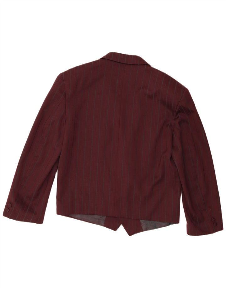 Jaqueta blazer feminina vintage com botões duplos IT 48 XL Borgonha Pinstripe