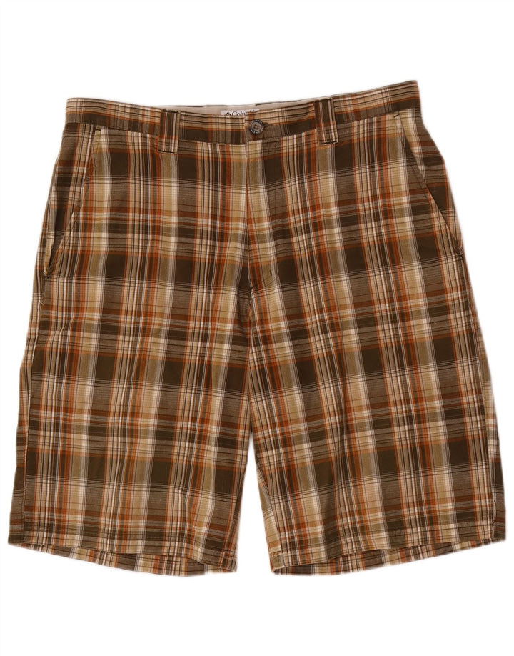 Columbia Mens Chino Shorts W36 Grande Algodão Xadrez Marrom