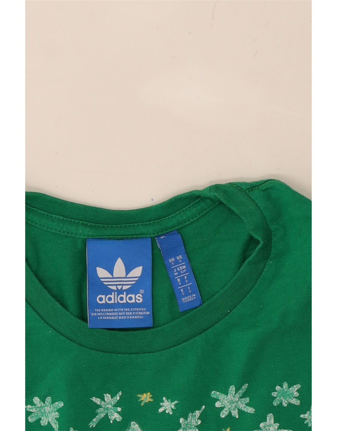 ADIDAS Mens Graphic T-Shirt Top Small Green Cotton Vintage Adidas and Second-Hand Adidas from Messina Hembry 