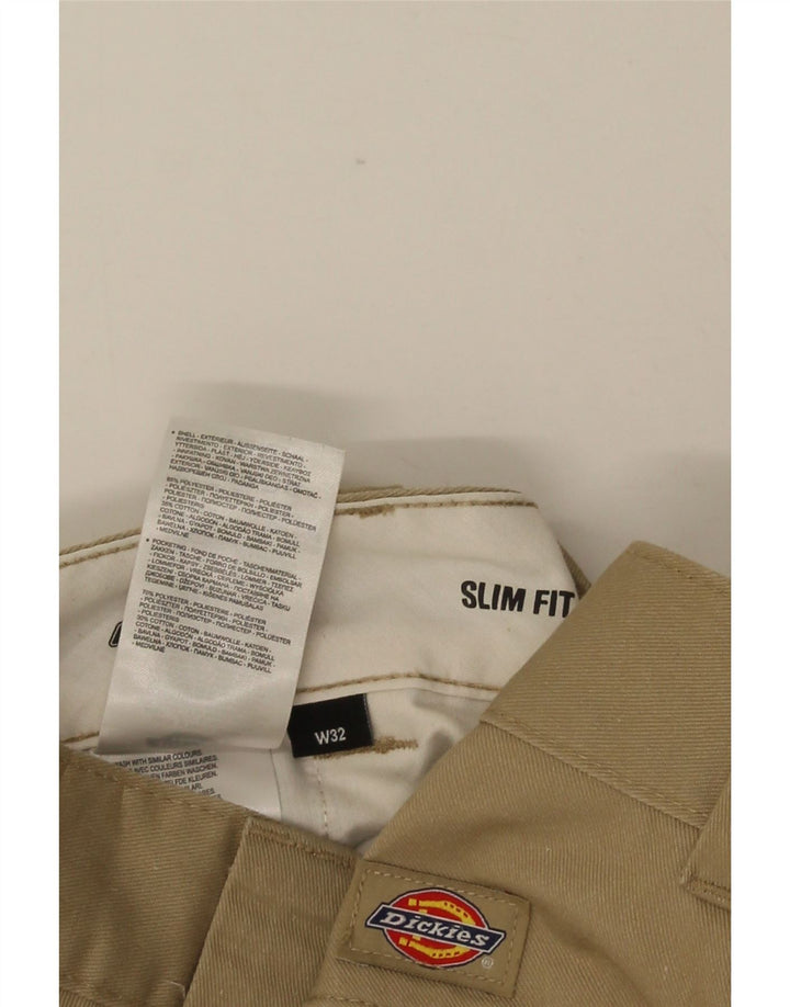 DICKIES Mens Slim Fit Chino Shorts W32 Poliéster Bege Médio
