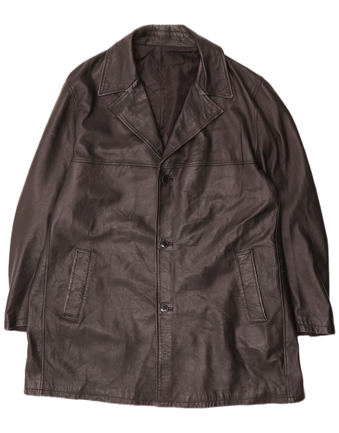Casaco de couro masculino vintage tamanho 62 4XL couro preto