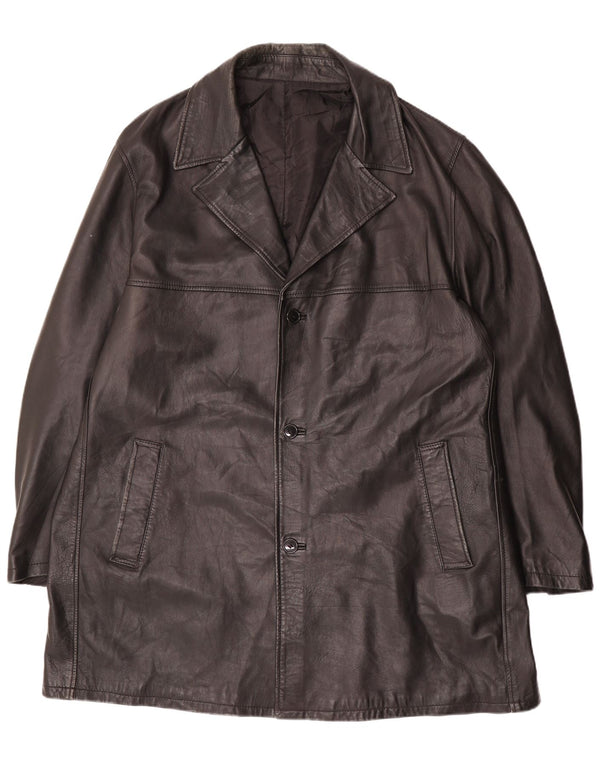 Casaco de couro masculino vintage tamanho 62 4XL couro preto